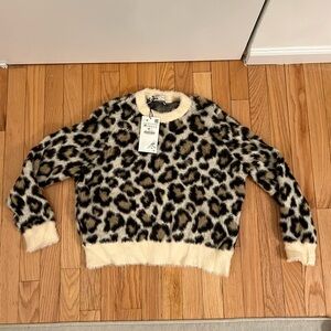 Zara Fuzzy Leopard Sweater